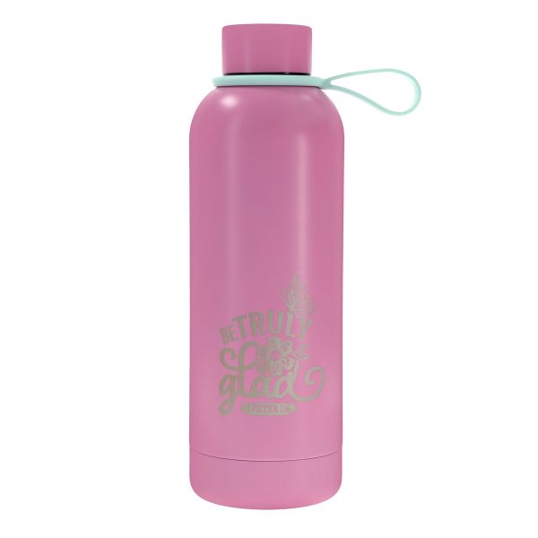 Water Bottle with Decorative Sticker Sheet - Be Truly Glad, Pink