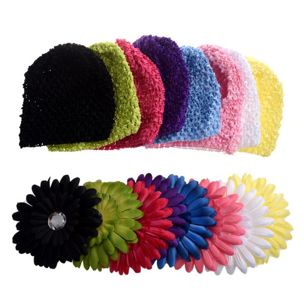 Crochet Baby Flower Beanie Cookie Hats Set for Girls Pack of 8 Pcs