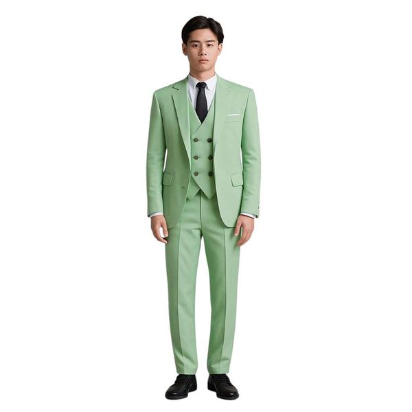 Lively Men's Three-Piece Slim Fit Suit - Light Green