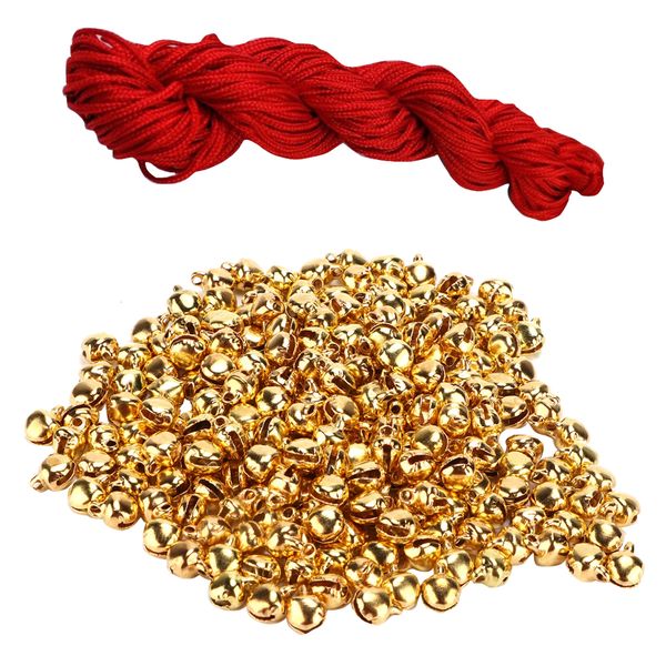 Decor DIY Mini Jingle Bell &amp; String for Holiday Decoration Set of 100 (10mm)
