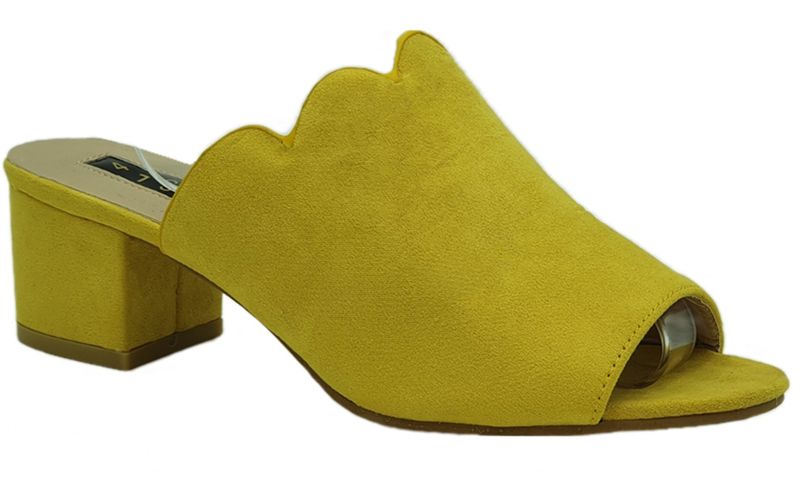 Women's Push-In Mules with Scallop - Yellow