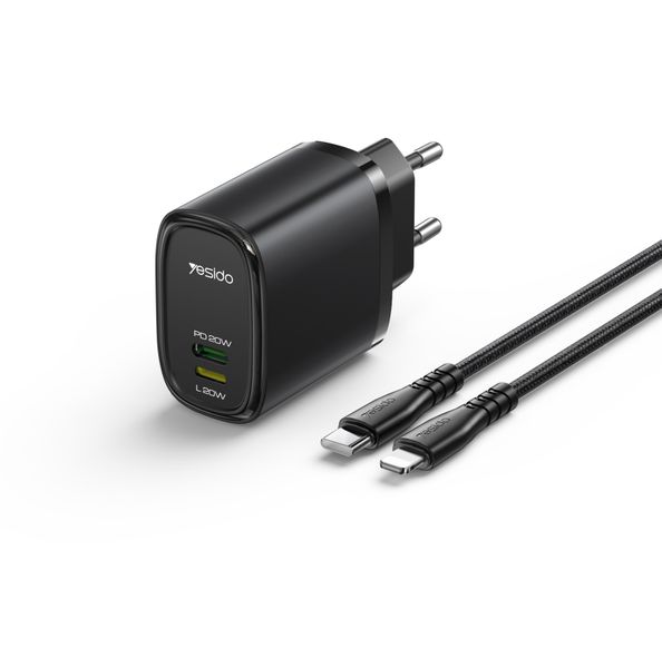 Yesido 20W Type-C And Lightning Dual Port Charger With C-L Cable YC44