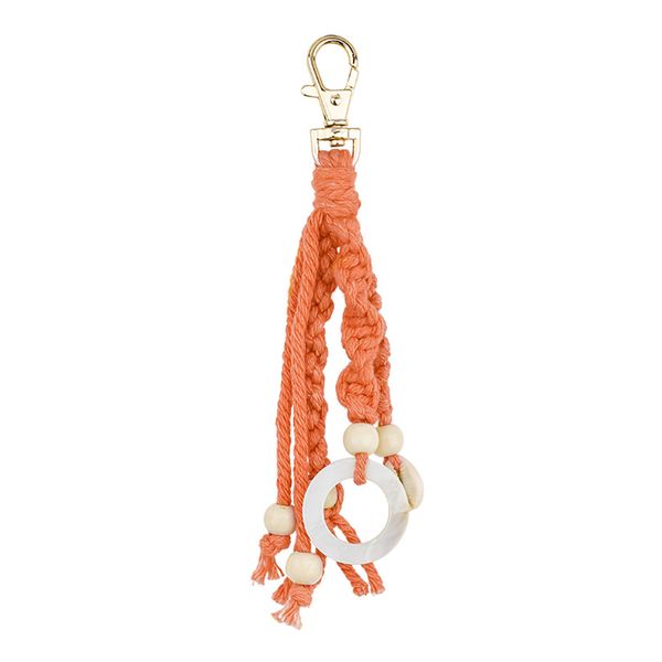 Boho Macrame Keychains With Wood Bead, For Purse Keys, Mint Green