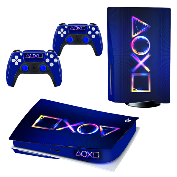 Skin Decal Sticker For PS5 Console, Controls &amp; Joystick Caps - Blue