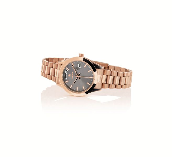 Hoops Luxury Day Date Rose Gold Analogue Watch With Metal Band