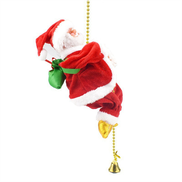 Santa Claus Climbing on Rope Decoration for Windows Hanging Ornament