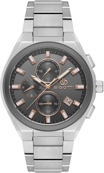 Bigotti Men Silver-Grey Metal Button Analogue, Sport BG1105745
