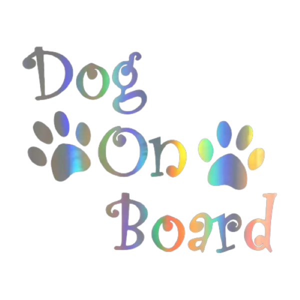Dog On Board & Paw Prints Car Sticker - Silver