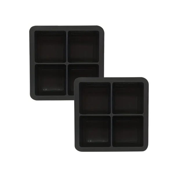 Pure Sil Silicone Ice Cube Tray Mould - Making 4 Giant Ice Cubes (2 Pack)