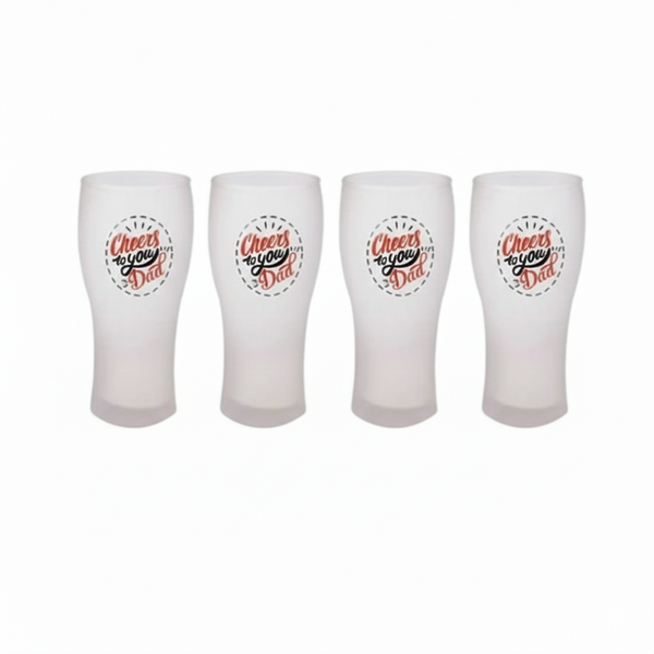 Cheers To Your Dad Beer Glass Frosted - 4 Pack - 570ml