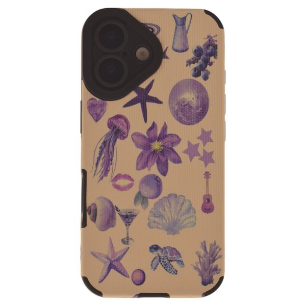 Tropical Coastal Design Phone Case With Ribbed Texture Compatible with iPhone 14,15,16 series