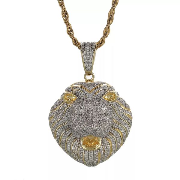 Gold Panthera Iced Out Pendant Necklace For Men