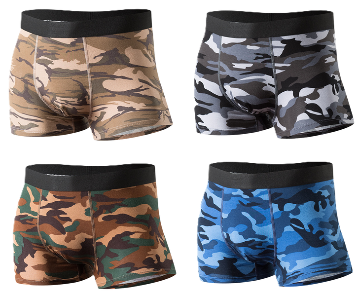 4Pc Men's Camouflage Boxer Briefs Multicolour Camo Print
