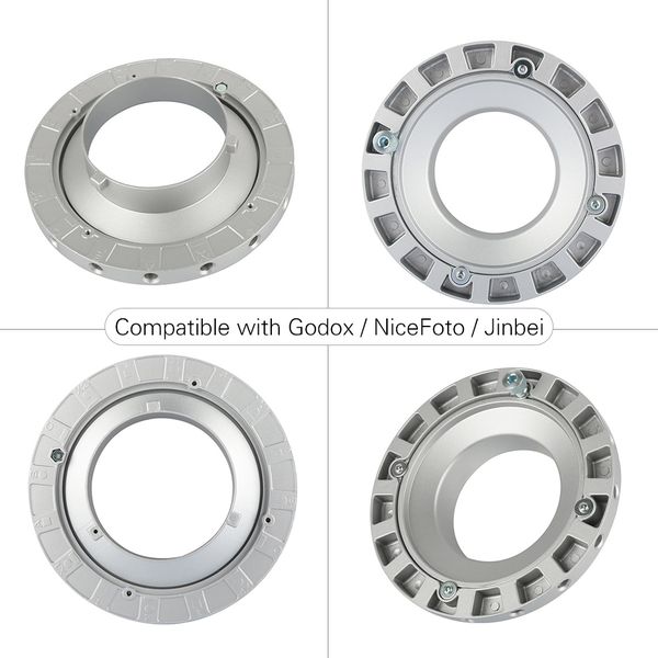 Bowens Mount Speed Ring Adapter compatible with Godox Jinbei Flash