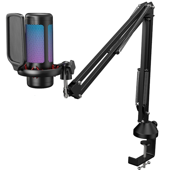 TONOR TC310+ USB Microphone Set with RGB Lighting, Boom Arm &amp; Pop Filter