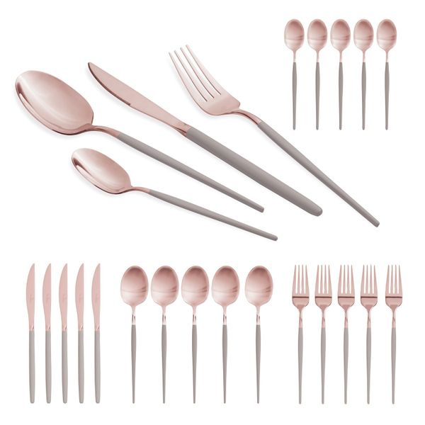 Berlinger Haus 24-Piece Stainless Steel Cutlery Set - Taupe Rose Gold