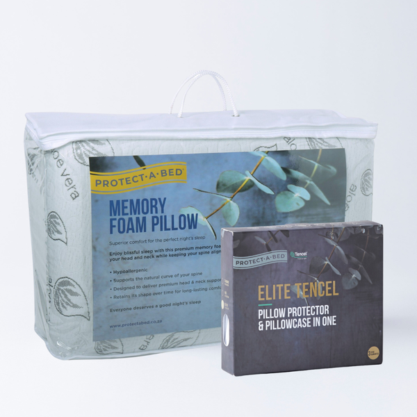 Twin Pack Memory Foam Pillows &amp; 2 Pillow Protectors
