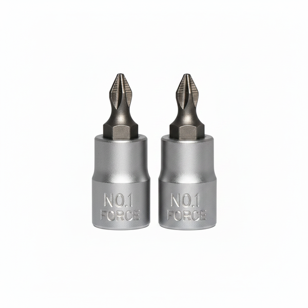 Force 1/4 Inch Phillips Socket Bit No1 - Durable Heavy-Duty Tool - 2 Pack