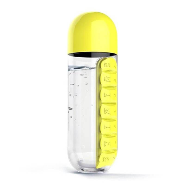 Water Bottle With Built-In Daily Pill Holder
