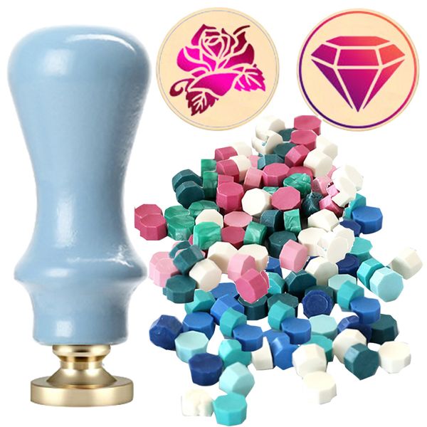 Craft Vintage Stamp Handle With 2pcs Stamp Heads &amp; Sealing Wax - Fantasy