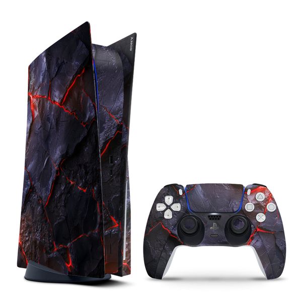 Decal Skin Compatible with PS5 (Disc) - Carbon Rock Glow Yellow (Decal Only)
