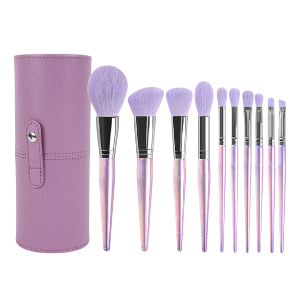 Glam Essential 10 PCS Makeup Brushes + Storage Container Combo Set