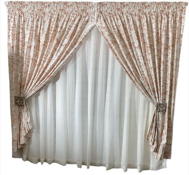 AF IMPEX Designs White/Pink Marble Velvet Curtain