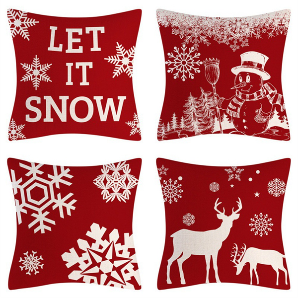 Set Of 4 Christmas Outdoor Pillow Covers New Year Cushion Decor