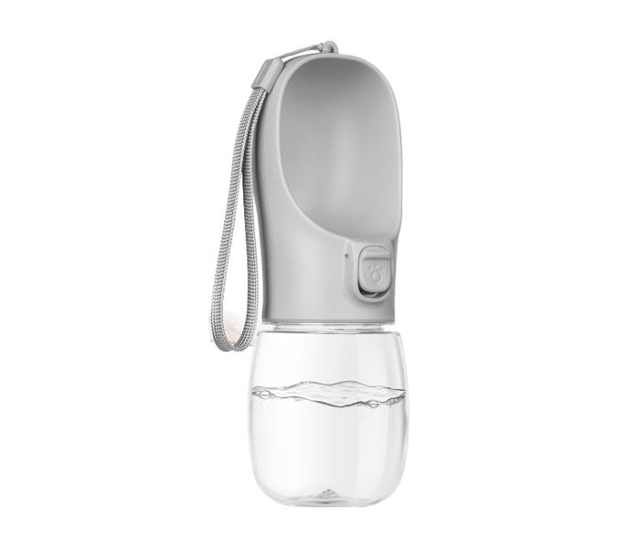 Portable Travel Dog Water Bottle with Bowl, Leak Proof (Gray, 12oz)