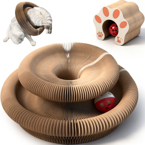 Cat Toy, Magic Organ Cat Interactive Scratcher Cardboard with Bell Ball