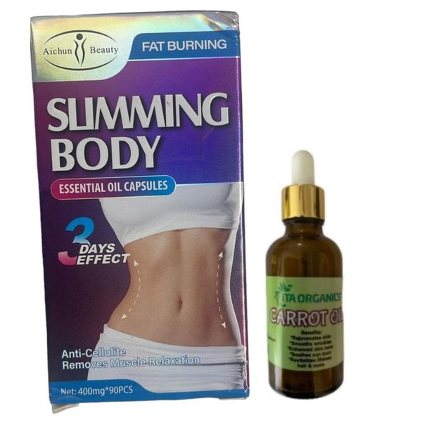 Aichun Natural AntiCellulite Massage &amp; Fat Burning 90 Capsules &amp; Carrot Oil