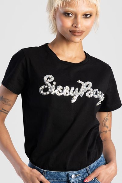 Sissy Boy: Pearly Silvers Regular Fit Multi-Technique Logo Top