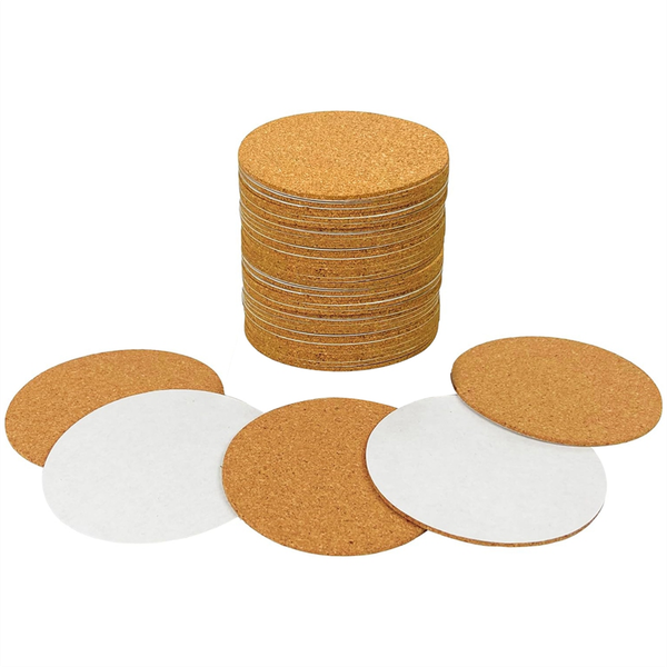 40 Pack Self-Adhesive Cork Round 3.5 Inch Backing Sheets Cork Coasters for