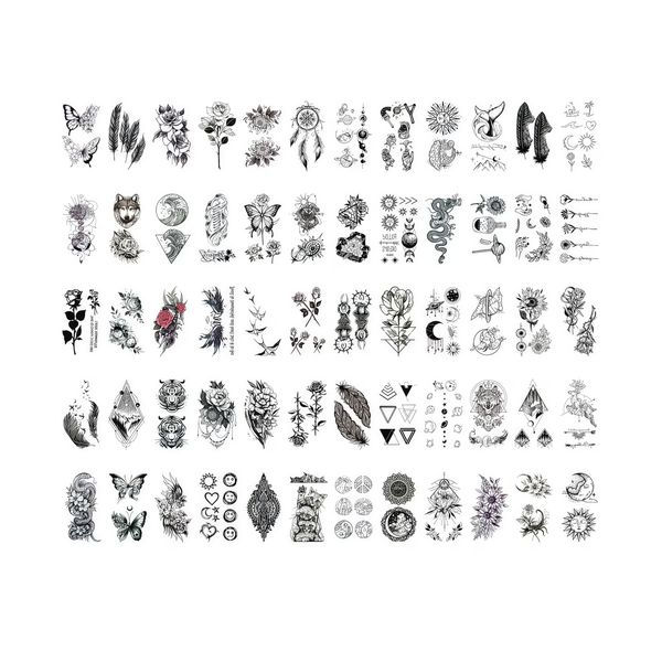 Kingdushi Set of 60 Temporary Tattoo Stickers, Waterproof, 5.7cmx9.7cm