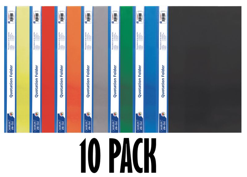 Marlin: Quotation Folders Assorted Colours - 170 Micron Pack of 10