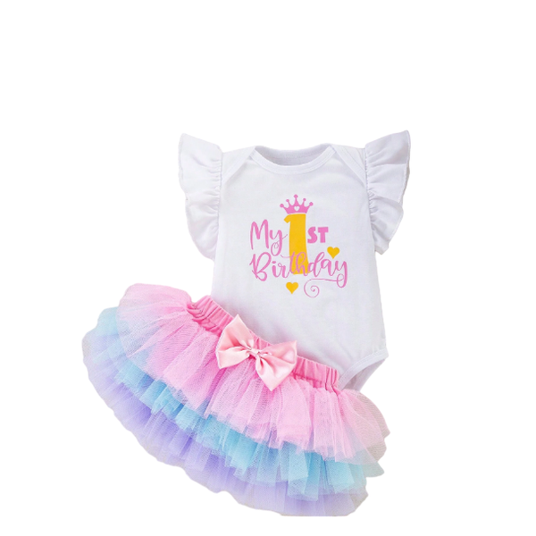 1st Birthday Tutu Outfit for Toddlers- Short Sleeve