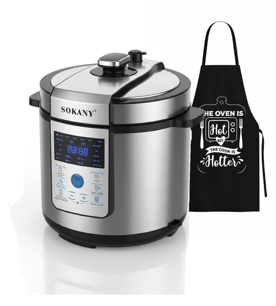 6L Smart Electric Pressure Cooker - 1500W Multi-Cooker with Apron