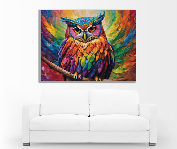 0168 An abstractly Owl Canvas Wall Art