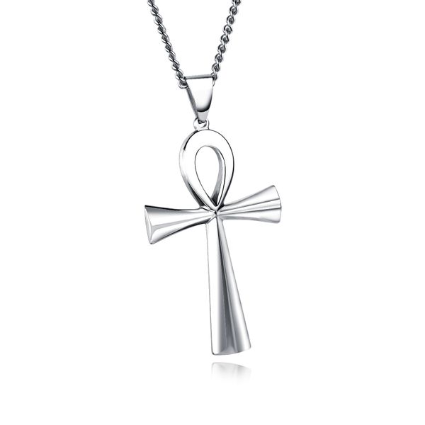 Ladies Silver Egyptian Ankh Key Of Life Pendant Necklace - NL-GX1180-L-S