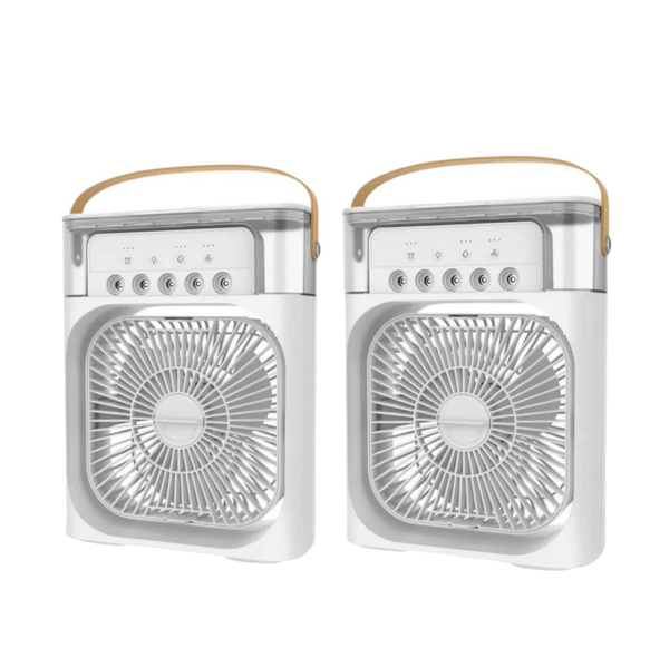 Mini Evaporative Air Cooler with 7 Colors LED Light-2pack