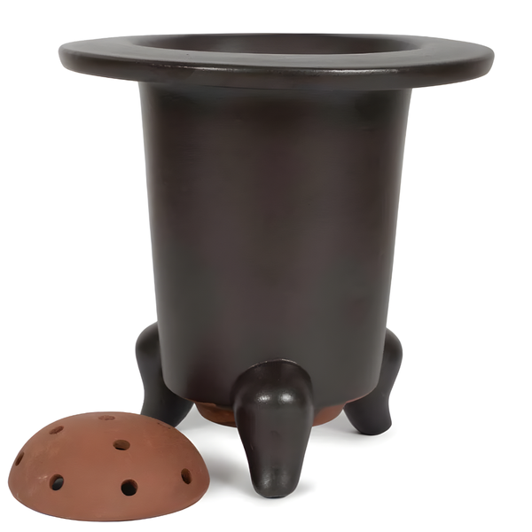 Japanese Glazed Orchid Containers Matt Dark Chocolate Brown Large