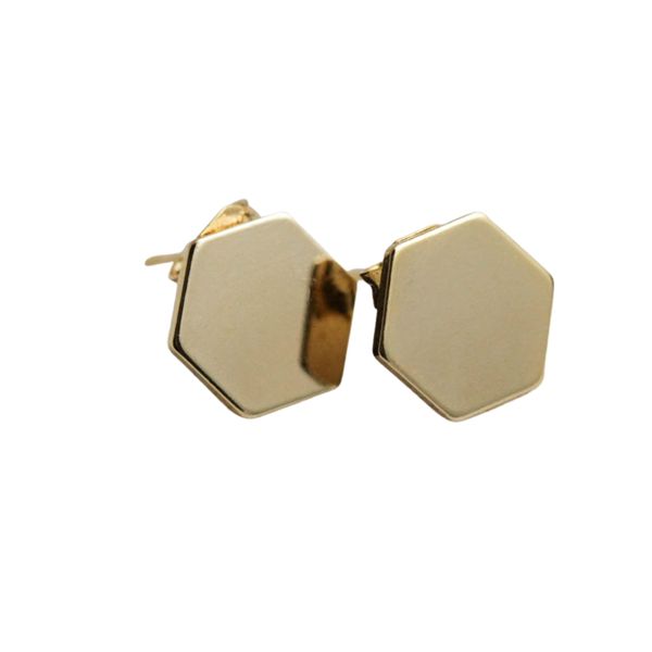 NuLuDa Jewellery- Hexagon Studs Earrings - Gold Plated