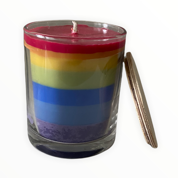 Rainbow Candle: Lotus Flower &amp; Lime Scented Small Glass Jar Candle