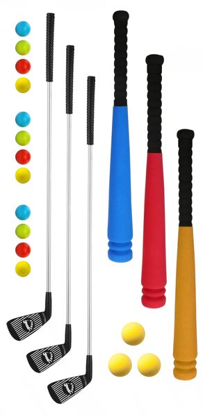 Kiddies Golf &amp; Baseball Sport Play Set - Bulk Party Pack 21 Pieces