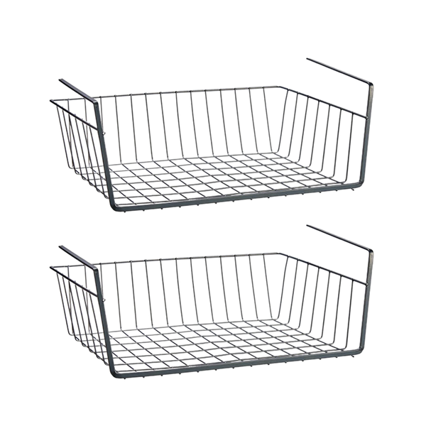 2 Pack Under Shelf Sliding Storage Basket - 30 x 24.5cm