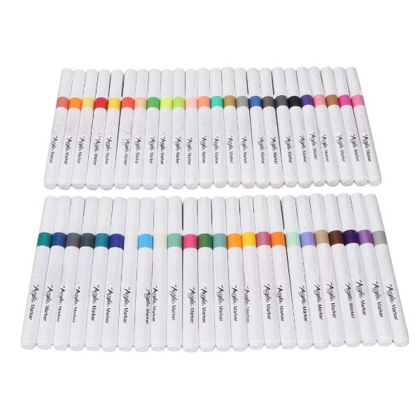60 Piece - Waterproof &amp; Non-Bleeding Acrylic Paint Marker Pens - Multicolor