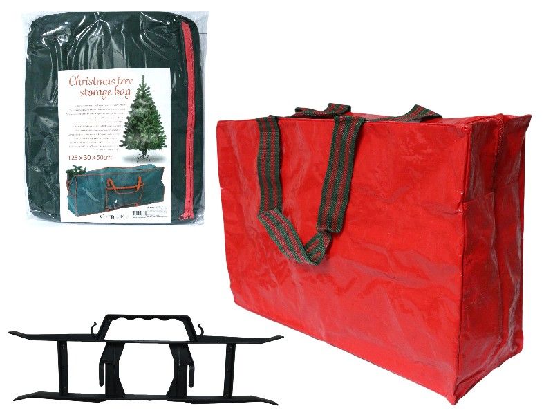 ChristmasTreeStorageBag125x30x50cmPPNon-WovenGreenRedZipper