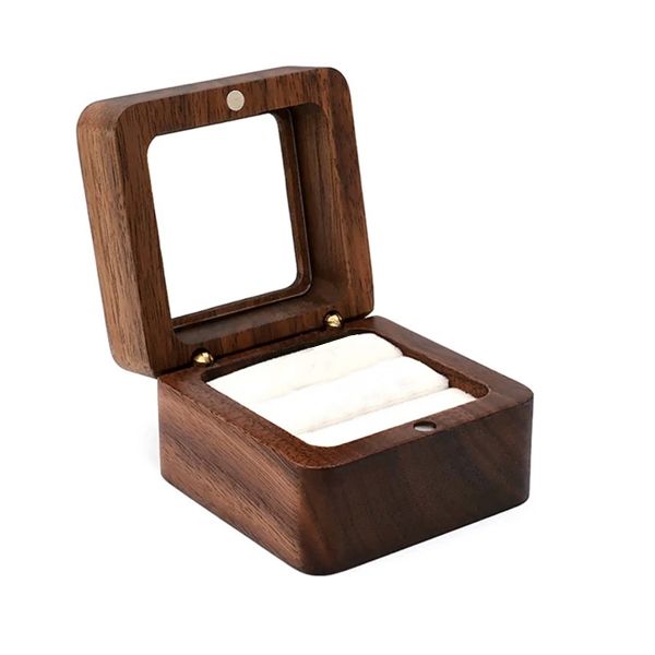 Square Wooden Ring Box