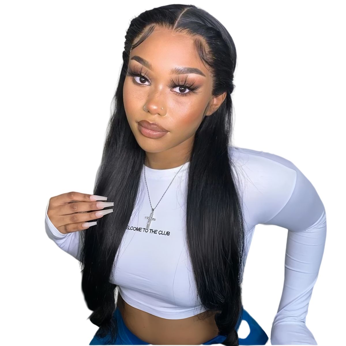 Marigold 28-inch Full Frontal Straight Wig Human Hair Natural Colour