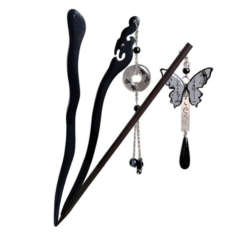 Dark Mystique Hairpin Set - 3-Piece Stylish Hair Sticks for Bold Hairstyles Image